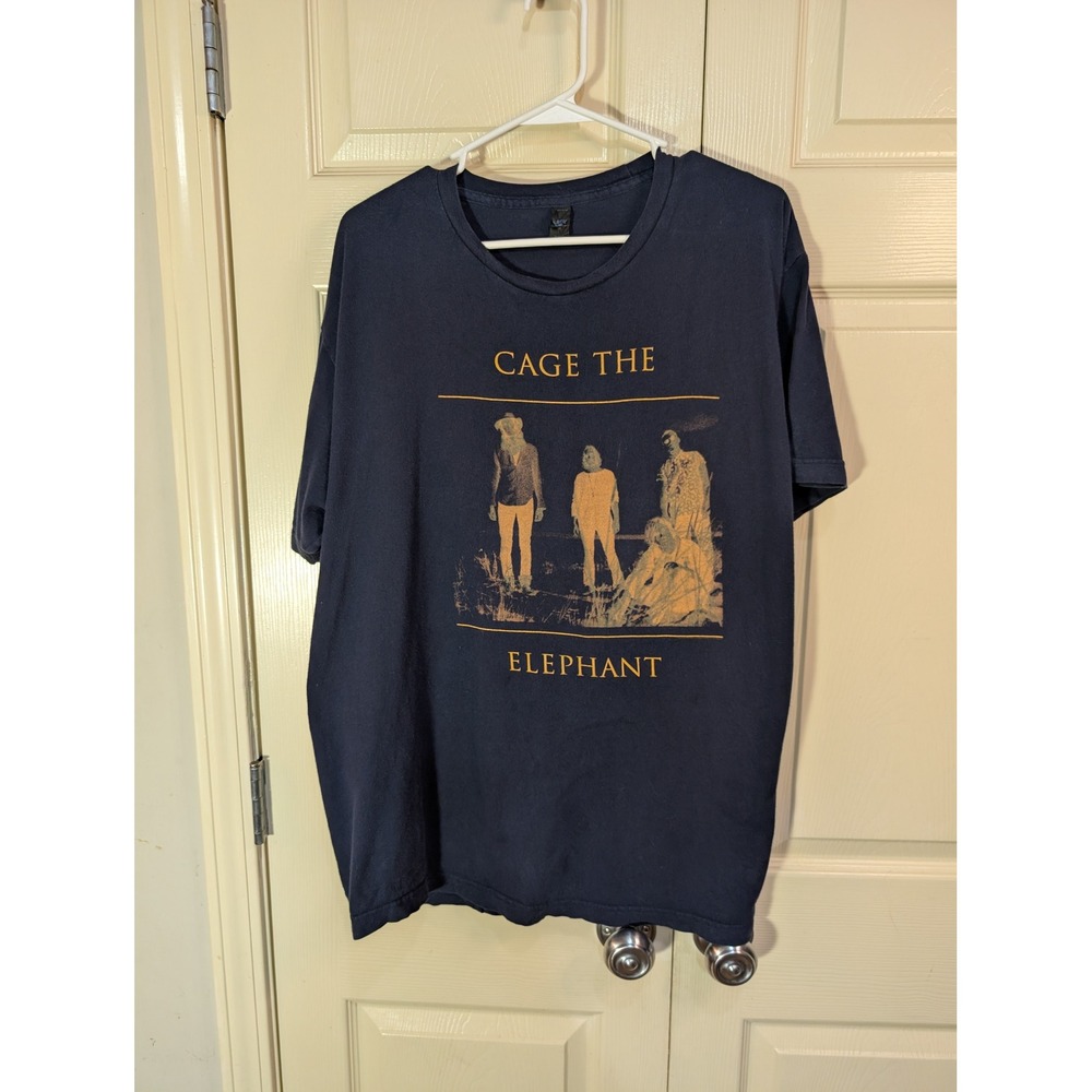 Tultex Authentic Cage The Elephant Band Tee Indie Sleaze Rock Graphic Navy XL